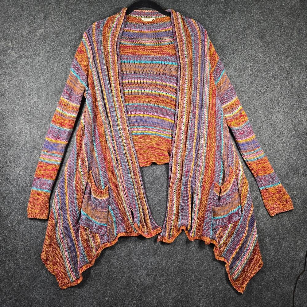 Billabong Striped Open Front Cardigan Small Sweater Boho Beach See Description